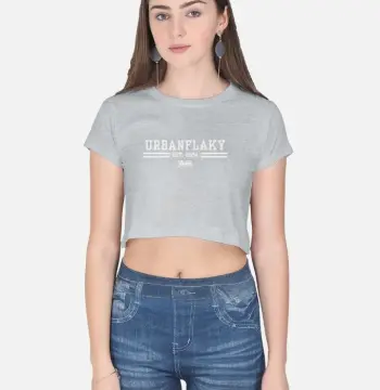 Urbanflaky Women's Essential Grey Crop T-Shirt